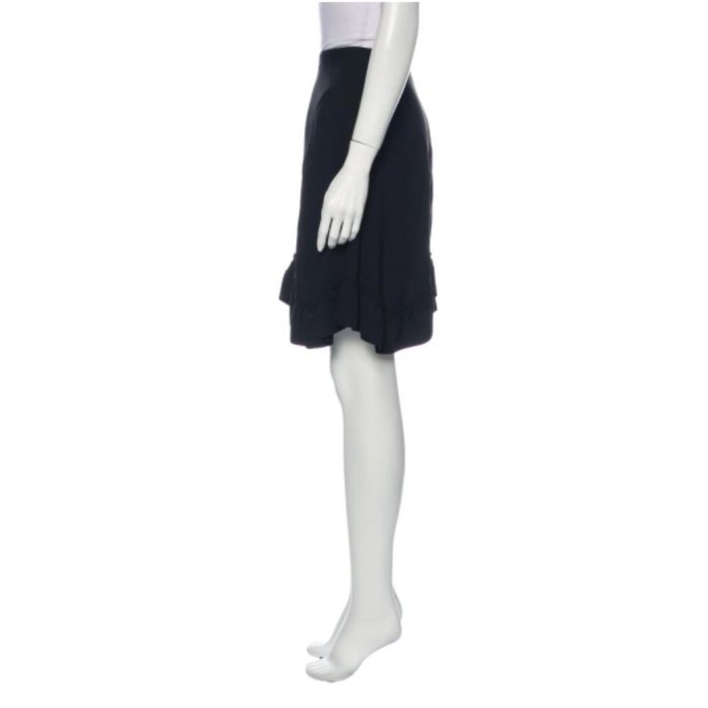 Chloe Black Midi Knee Length Ruffle Skirt L 10 - Picture 2 of 9